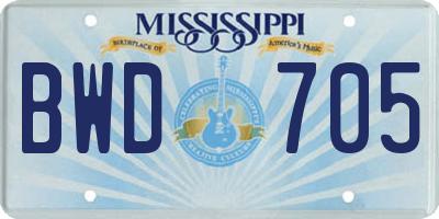 MS license plate BWD705