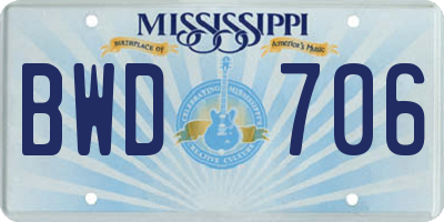 MS license plate BWD706