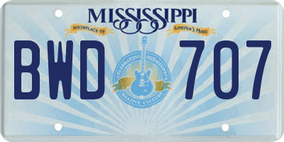 MS license plate BWD707