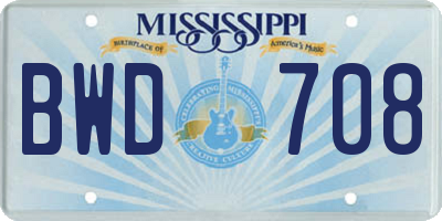 MS license plate BWD708