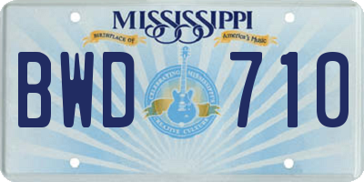 MS license plate BWD710