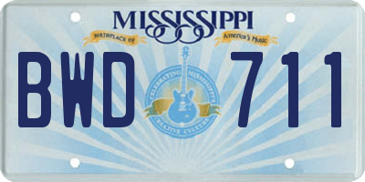 MS license plate BWD711