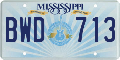 MS license plate BWD713