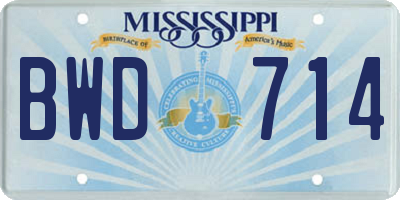 MS license plate BWD714
