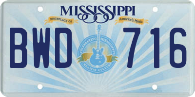 MS license plate BWD716
