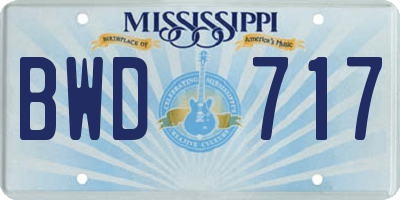 MS license plate BWD717