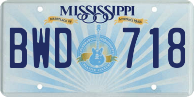 MS license plate BWD718