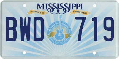 MS license plate BWD719