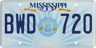 MS license plate BWD720