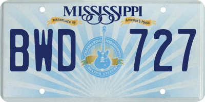 MS license plate BWD727