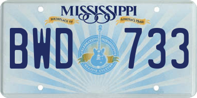 MS license plate BWD733