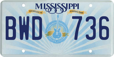MS license plate BWD736