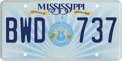 MS license plate BWD737