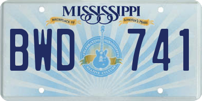 MS license plate BWD741