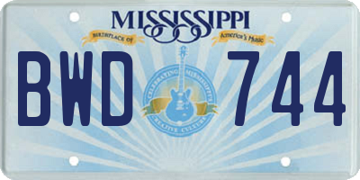MS license plate BWD744