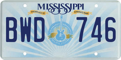 MS license plate BWD746