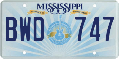 MS license plate BWD747