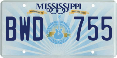 MS license plate BWD755