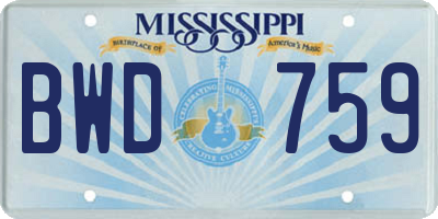 MS license plate BWD759
