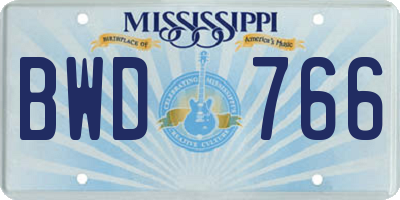 MS license plate BWD766