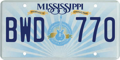 MS license plate BWD770