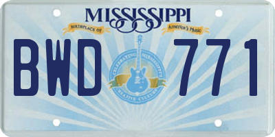 MS license plate BWD771