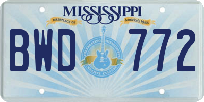 MS license plate BWD772