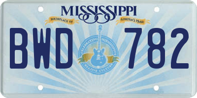 MS license plate BWD782