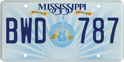 MS license plate BWD787