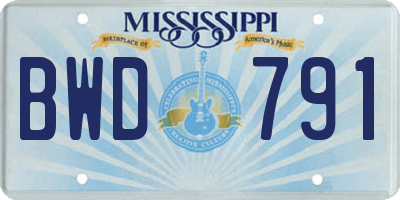 MS license plate BWD791