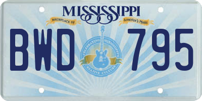 MS license plate BWD795