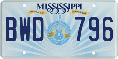MS license plate BWD796