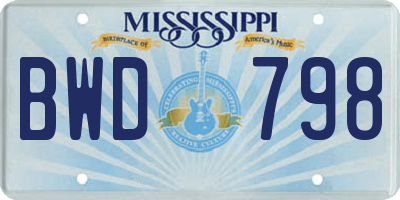 MS license plate BWD798