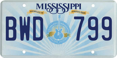 MS license plate BWD799