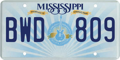 MS license plate BWD809
