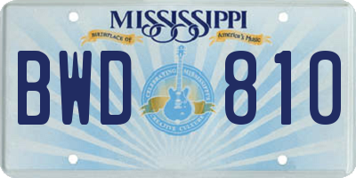 MS license plate BWD810