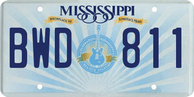 MS license plate BWD811