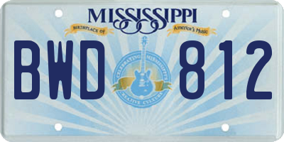 MS license plate BWD812