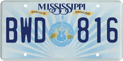 MS license plate BWD816