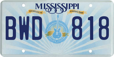 MS license plate BWD818