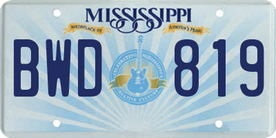 MS license plate BWD819