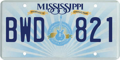 MS license plate BWD821