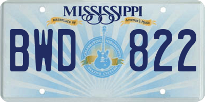 MS license plate BWD822