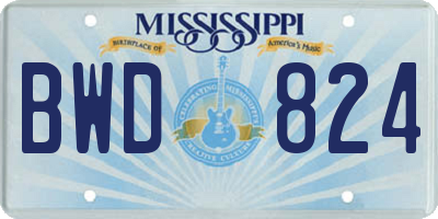 MS license plate BWD824