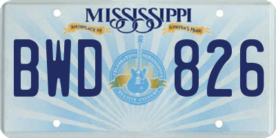 MS license plate BWD826