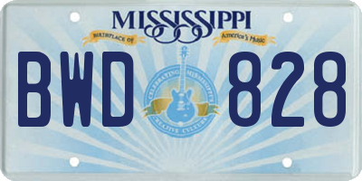 MS license plate BWD828