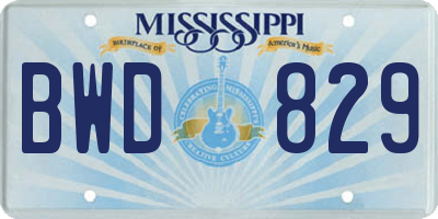 MS license plate BWD829