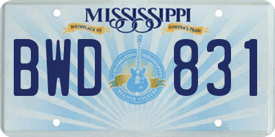 MS license plate BWD831