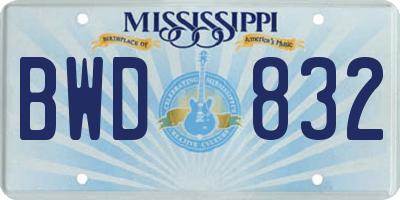 MS license plate BWD832