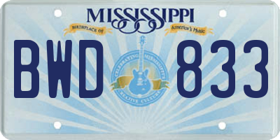 MS license plate BWD833